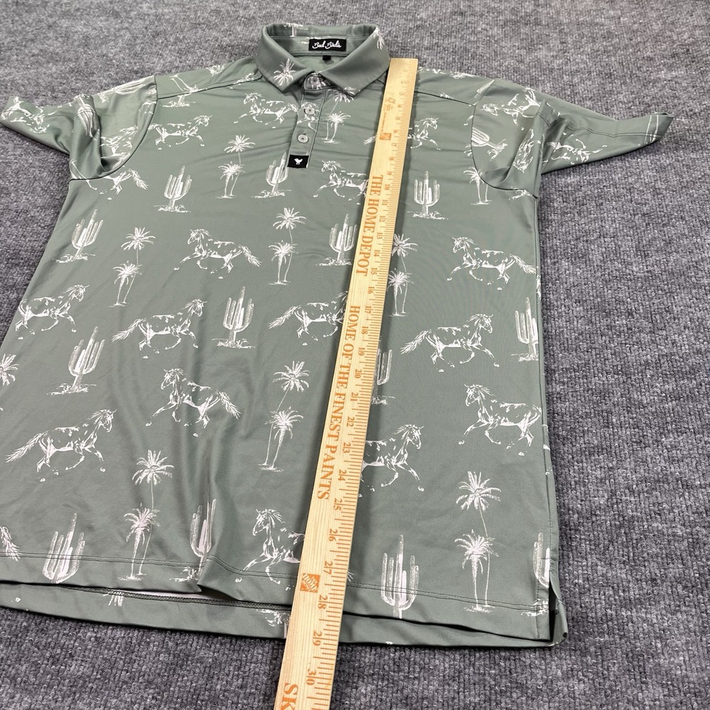 Bad Birdie Men's Sage Green Polo with White Desert Print - Picture 7 of 7